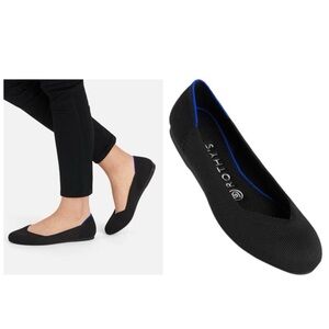 Rothys black round toe black flats Sz 10.5